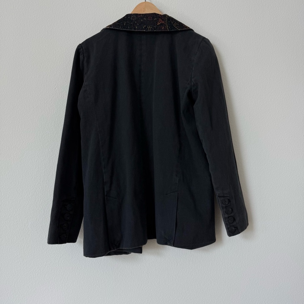 Free People We the Free Printed Collar Black Reid Smoking Jacket Blazer XS - Picture 12 of 17